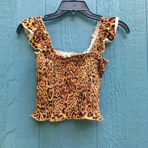 Billabong Women's Size Small Leopard All Day Long Crop Tank Top - Picture 2 of 4